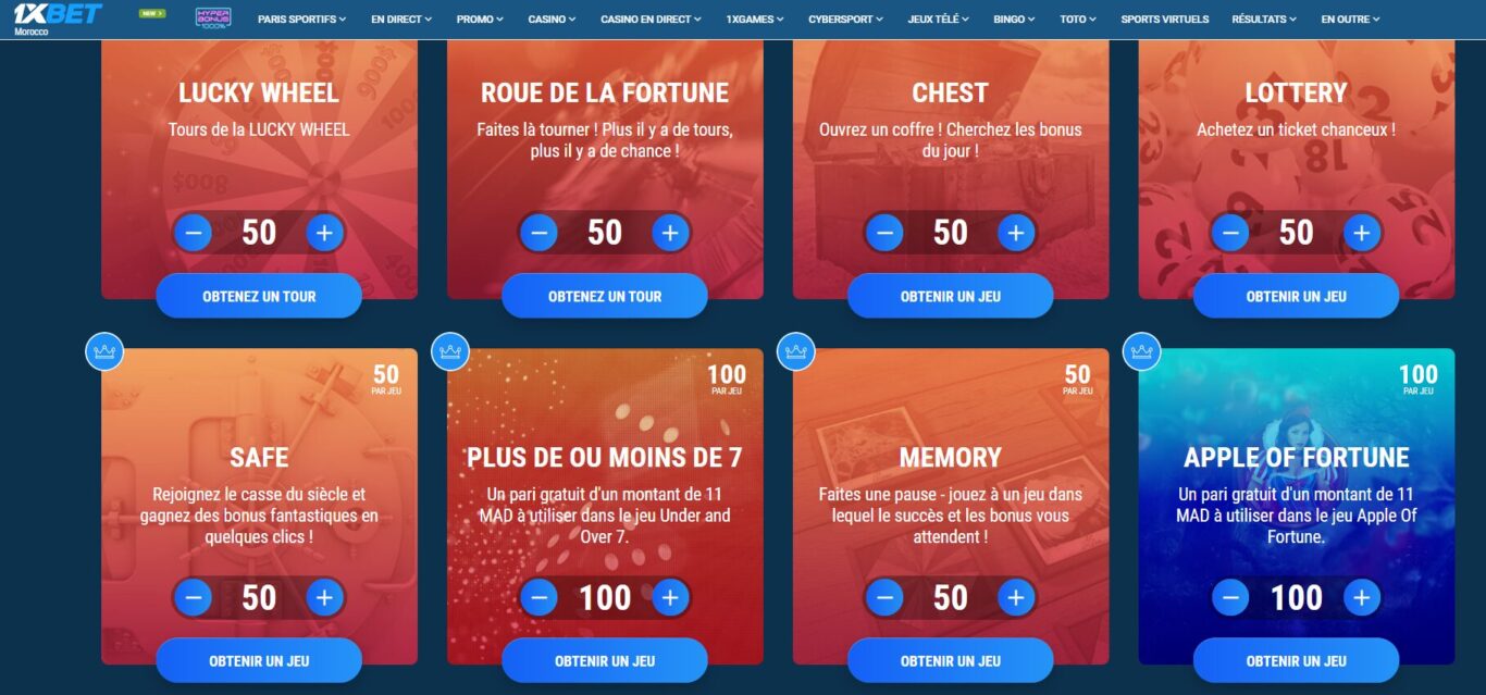 Code promo magasin 1xBet bonus sans dépôt