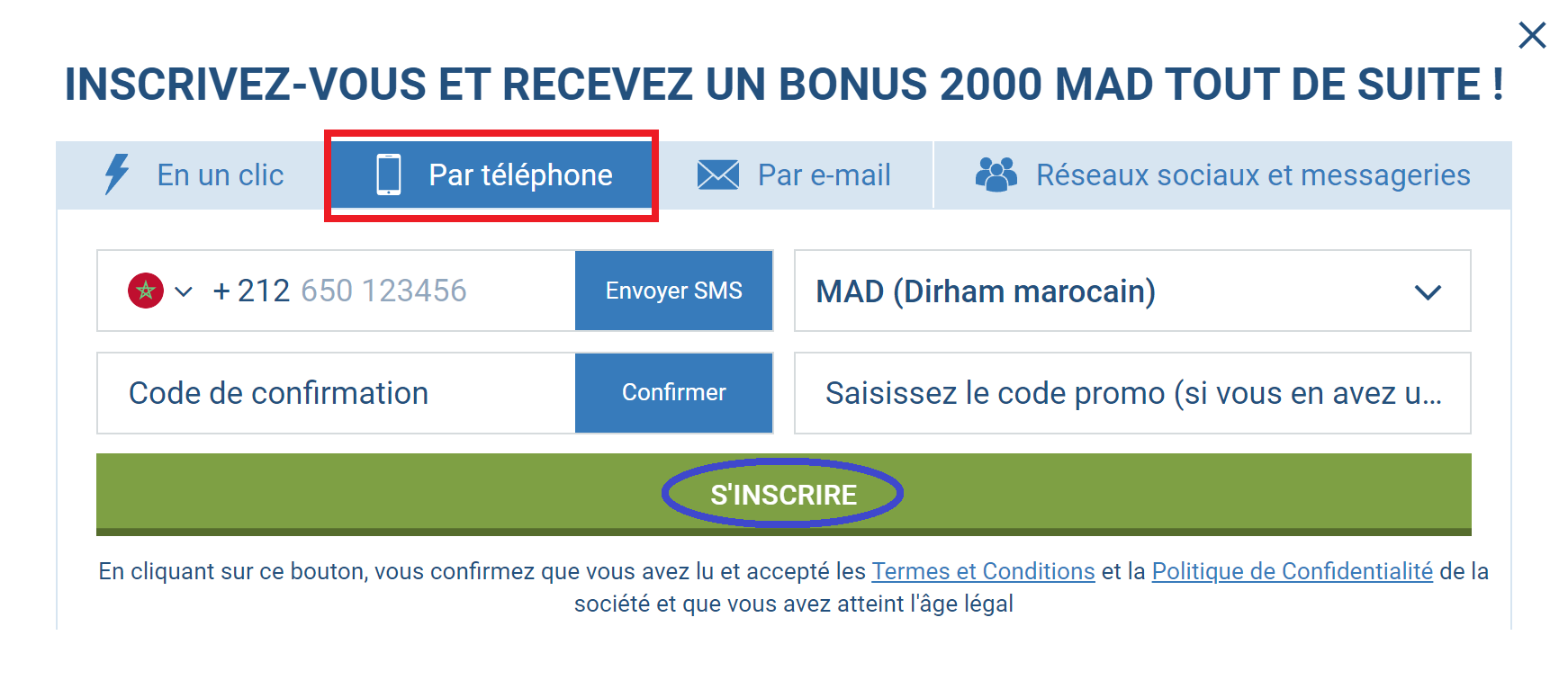 Caractéristiques 1xBet inscription Maroc